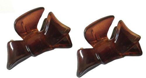 Parcelona French Bow Set of 2 Small Celluloid Shell Jaw Hair Claw Clamp Clutcher-PARCELONA-ebuyfashion.com