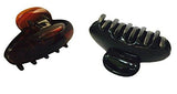 Parcelona French Clamp Black and Shell Small Celluloid Jaw Hair Claw Clip 2 Pcs-PARCELONA-ebuyfashion.com