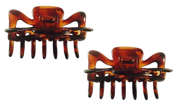 Parcelona French Classic Shaded Tortoise Shell Brown Medium Jaw Hair Claw 2 Pcs-Parcelona-ebuyfashion.com