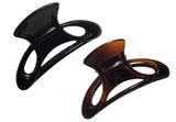 Parcelona French Cutout Set of 2 Small Shell And Black Cellulose Hair Claw Clamp-PARCELONA-ebuyfashion.com