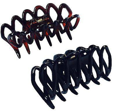 Parcelona French Dentelle Shell & Black Small Celluloid Jaw Claw Hair Clips-Parcelona-ebuyfashion.com