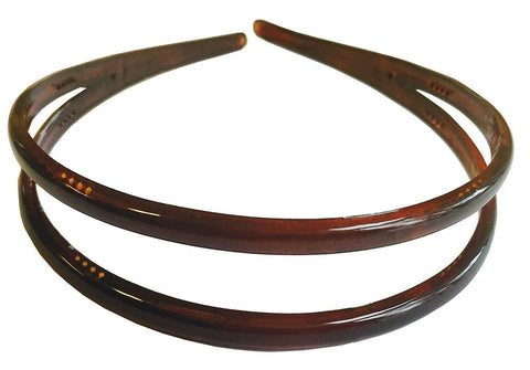 Parcelona French Duo Wide Tortoise Shell Celluloid Acetate Hair Headband-PARCELONA-ebuyfashion.com