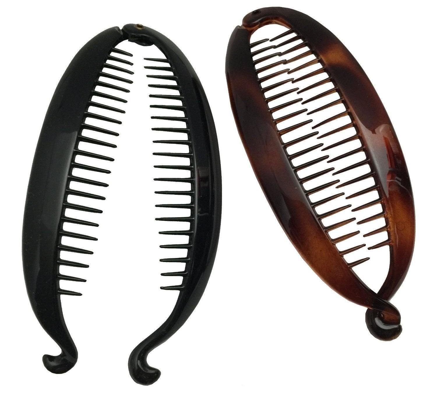 Parcelona French Elongated Shell Black Extra Large Ponytail Banana Hair Clip-PARCELONA-ebuyfashion.com