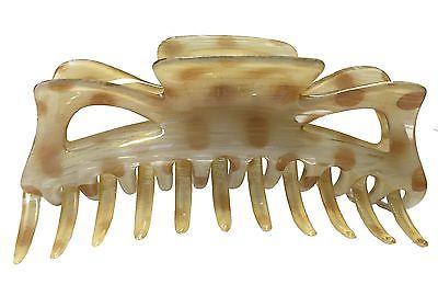Parcelona French Extra Large Ivory Brown Covered Spring Jaw Hair Claw Clip-PARCELONA-ebuyfashion.com