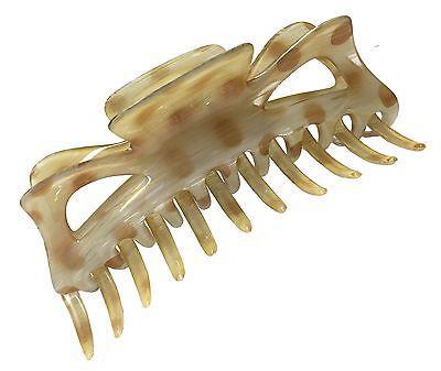 Parcelona French Extra Large Ivory Brown Covered Spring Jaw Hair Claw Clip-PARCELONA-ebuyfashion.com