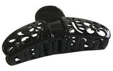 Parcelona French Fleur Medium Shell Black Covered Spring Hair Claw Clip-Parcelona-ebuyfashion.com