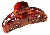 Parcelona French Fleur Medium Shell Black Covered Spring Hair Claw Clip-Parcelona-ebuyfashion.com