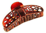 Parcelona French Fleur Medium Shell Black Covered Spring Hair Claw Clip-Parcelona-ebuyfashion.com