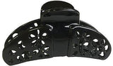 Parcelona French Fleur Medium Shell Black Covered Spring Hair Claw Clip-Parcelona-ebuyfashion.com