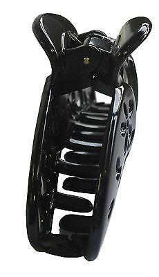 Parcelona French Fleur Medium Shell Black Covered Spring Hair Claw Clip-Parcelona-ebuyfashion.com