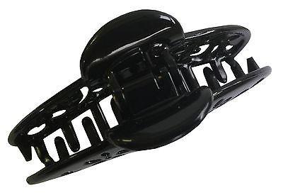 Parcelona French Fleur Medium Shell Black Covered Spring Hair Claw Clip-Parcelona-ebuyfashion.com