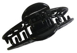 Parcelona French Fleur Medium Shell Black Covered Spring Hair Claw Clip-Parcelona-ebuyfashion.com