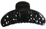 Parcelona French Fleur Medium Shell Black Covered Spring Hair Claw Clip-Parcelona-ebuyfashion.com