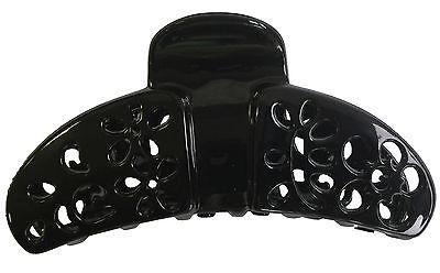 Parcelona French Fleur Medium Shell Black Covered Spring Hair Claw Clip-Parcelona-ebuyfashion.com