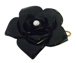 Parcelona French Flower Black with Pearl Celluloid Side Slide Barrette Snap Pin-PARCELONA-ebuyfashion.com