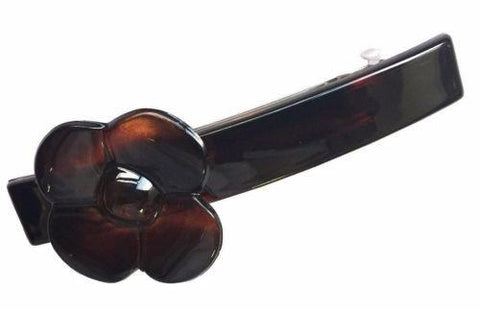 Parcelona French Flower Tortoise Shell Cellulose Medium Hair Clip Barrette-Parcelona-ebuyfashion.com