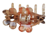 Parcelona French Flowers Small Grey Peach Hand Painted Jaw Hair Claw Clip-PARCELONA-ebuyfashion.com