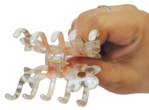 Parcelona French Flowers Small Grey Peach Hand Painted Jaw Hair Claw Clip-PARCELONA-ebuyfashion.com