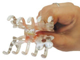 Parcelona French Flowers Small Grey Peach Hand Painted Jaw Hair Claw Clip-PARCELONA-ebuyfashion.com