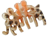 Parcelona French Flowers Small Grey Peach Hand Painted Jaw Hair Claw Clip-PARCELONA-ebuyfashion.com