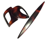 Parcelona French Geometric Shell Cellulose Hair Slider Pin Thru Pony Tail Holder-PARCELONA-ebuyfashion.com