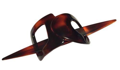Parcelona French Geometric Shell Cellulose Hair Slider Pin Thru Pony Tail Holder-PARCELONA-ebuyfashion.com