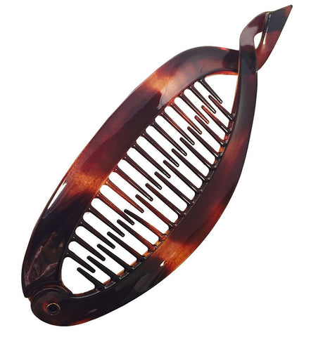 Parcelona French Knot Medium Shell Brown Ponytail Holder Banana Hair Clip-PARCELONA-ebuyfashion.com