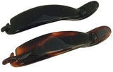 Parcelona French Large Sleek Set of 2 Black N Shell No Metal Hair Clip Barrette-PARCELONA-ebuyfashion.com