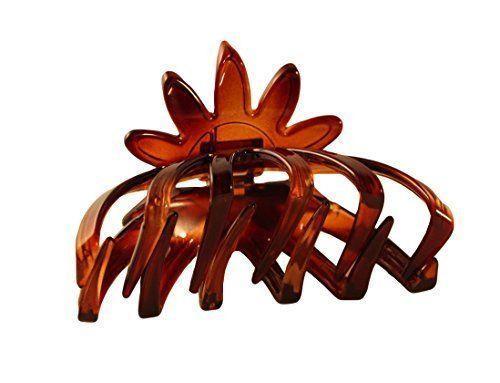 Parcelona French Medium Flower Flat Teeth Celluloid Shell Claw Jaw Hair Clip-PARCELONA-ebuyfashion.com
