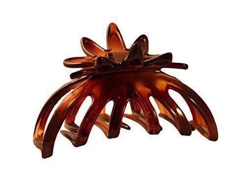 Parcelona French Medium Flower Flat Teeth Celluloid Shell Claw Jaw Hair Clip-PARCELONA-ebuyfashion.com