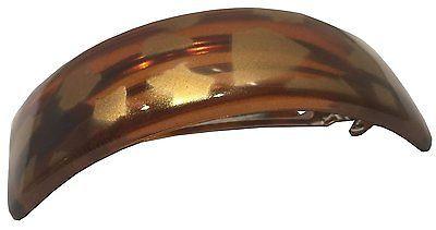 Parcelona French Medium Golden Touch Curved Shell Celluloid Hair Clip Barrette-Parcelona-ebuyfashion.com