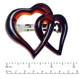 Parcelona French Medium Twin Heart Strong Grip Celluloid Tortoise Barrette-Parcelona-ebuyfashion.com