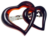 Parcelona French Medium Twin Heart Strong Grip Celluloid Tortoise Barrette-Parcelona-ebuyfashion.com