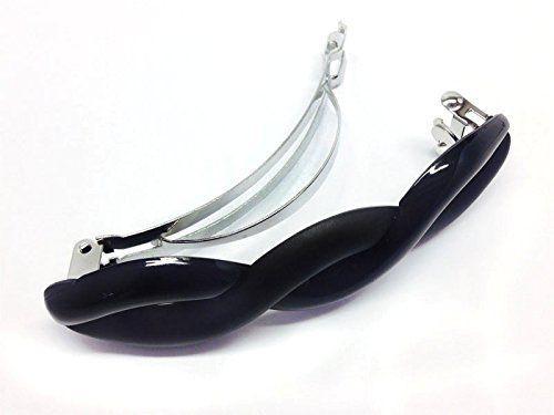 Parcelona French Medium Twist Glossy and Matte Finish Black Hair Clip Barrette-Parcelona-ebuyfashion.com