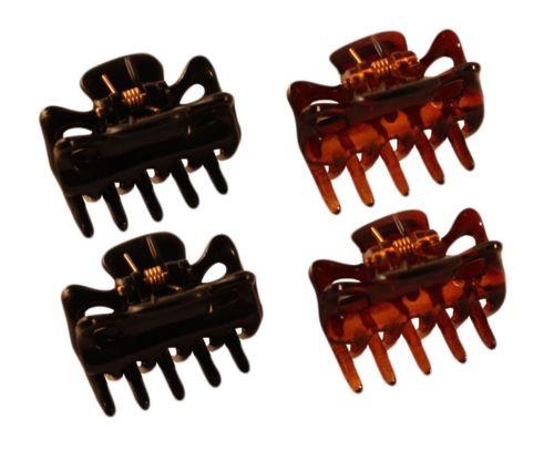 Parcelona French Mini Petite Claws Black Shell Clear Celluloid Jaw Hair Clip Clips-Parcelona-ebuyfashion.com
