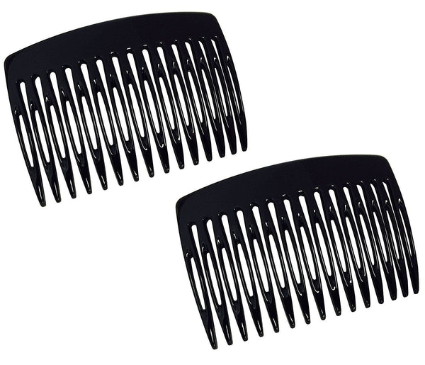 Parcelona French Haarkamm – 2 Stück, Zelluloseacetat, Glänzend Schwarz, 7 Cm