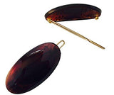 Parcelona French Oval Shell Brown Small Snap on Hair Pin Barrette Clip 2 Pcs-PARCELONA-ebuyfashion.com