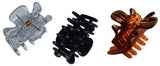Parcelona French Petite Set of 3 Mini Black Clear Shell Celluloid Jaw Hair Claw-PARCELONA-ebuyfashion.com
