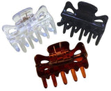 Parcelona French Petite Set of 3 Mini Black Clear Shell Celluloid Jaw Hair Claw-PARCELONA-ebuyfashion.com