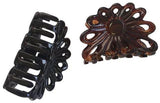 Parcelona French Plume Small Shell & Black Set of 2 Jaw Hair Claw Clip 2 Inch-PARCELONA-ebuyfashion.com