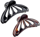 Parcelona French Rain Drop 2 Small Shell & Black Celluloid Jaw Hair Claws-PARCELONA-ebuyfashion.com