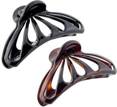 Parcelona French Rain Drop Large 2 Pcs Shell & Black Celluloid Jaw Hair Claw-PARCELONA-ebuyfashion.com