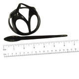 Parcelona French Rhombus Cutout Black Cellulose Chignon Bun Cover Cap with Stick-Parcelona-ebuyfashion.com