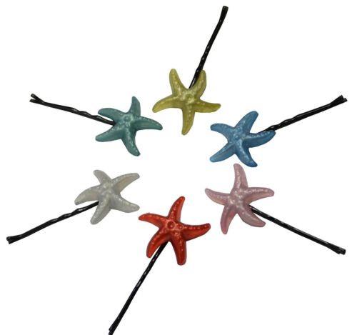 Parcelona French Star Yellow Red Pin Green Blue Greyish White Bobby 6 Pins Set-PARCELONA-ebuyfashion.com