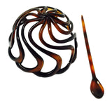 Parcelona French Swirls Black Shell Large Celluloid Chignon Slide Hair Bun Cover-Parcelona-ebuyfashion.com