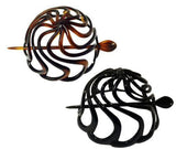 Parcelona French Swirls Black Shell Large Celluloid Chignon Slide Hair Bun Cover-Parcelona-ebuyfashion.com