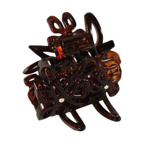 Parcelona French Tri Flower Celluloid with Crystals Hair Claw Clip-PARCELONA-ebuyfashion.com