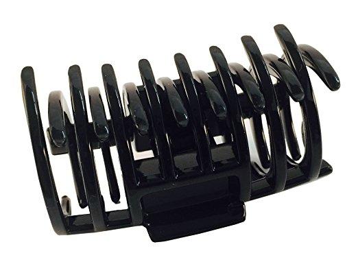 Parcelona French Tube Black Covered Spring Jaw Hair Claw Clip for Fine Hair-PARCELONA-ebuyfashion.com