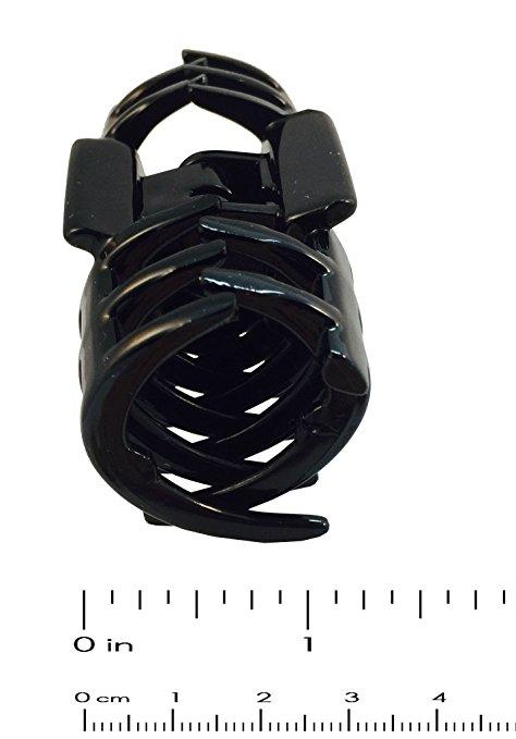 Parcelona French Tube Black Covered Spring Jaw Hair Claw Clip for Fine Hair-PARCELONA-ebuyfashion.com