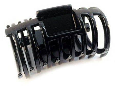 Parcelona French Tube Black Covered Spring Jaw Hair Claw Clip for Fine Hair-PARCELONA-ebuyfashion.com